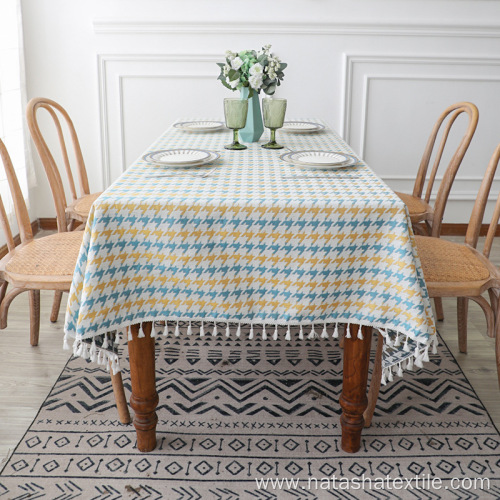 polyester and linen houndstooth thickened table cloth